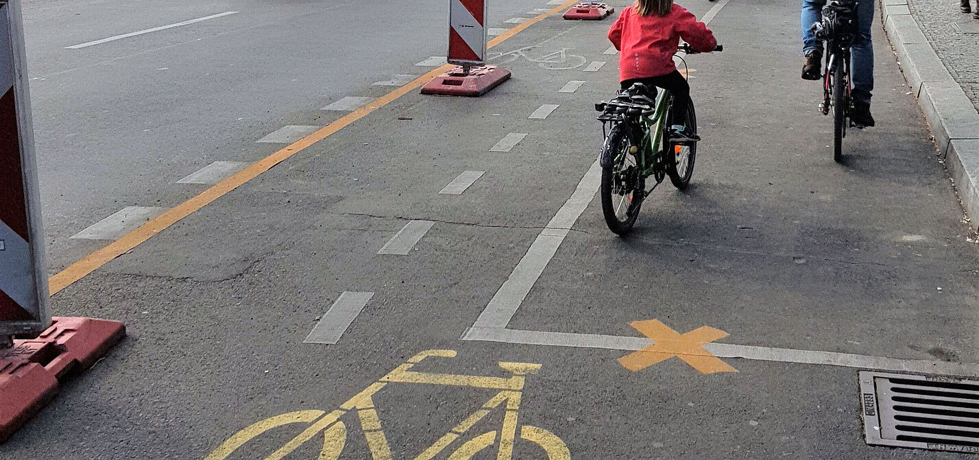 Geschützter Pop-up-Radweg